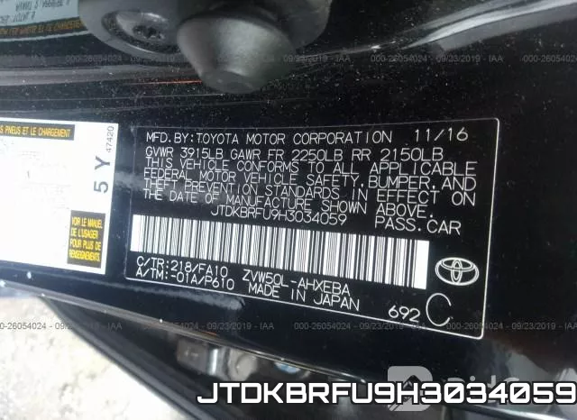 JTDKBRFU9H3034059 фото 10