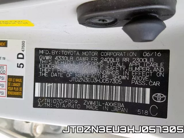 JTDZN3EU3HJ057305 фото 2