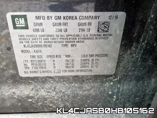 KL4CJASB0HB105162 фото 2