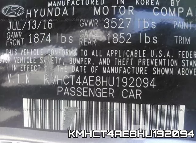 KMHCT4AE8HU192094 фото 10