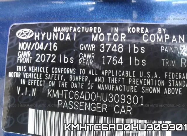 KMHTC6AD0HU309301 фото 10