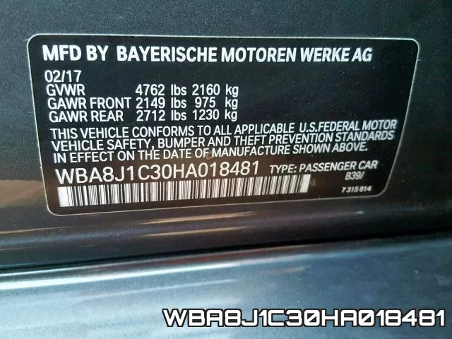 WBA8J1C30HA018481 фото 2
