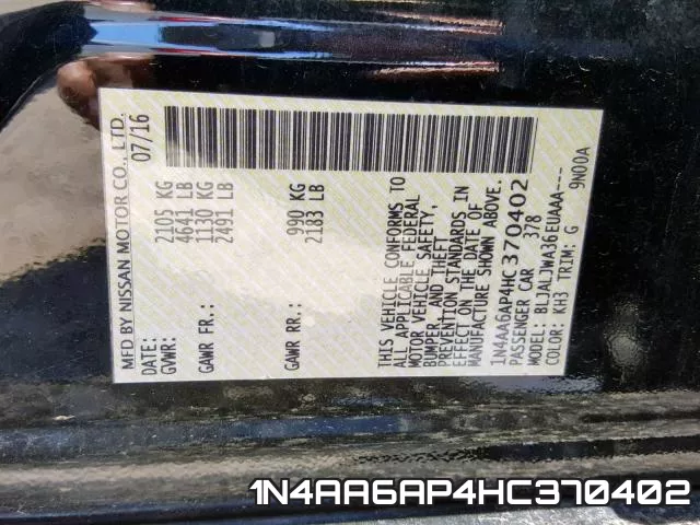 1N4AA6AP4HC370402 фото 2