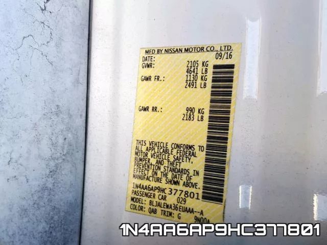 1N4AA6AP9HC377801 фото 2