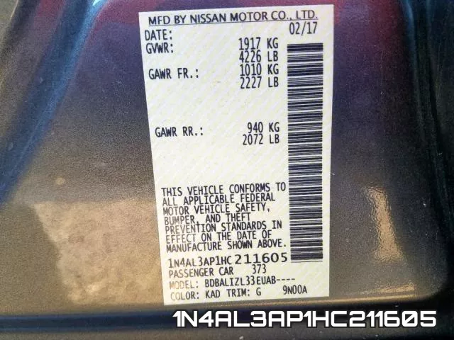 1N4AL3AP1HC211605 фото 2