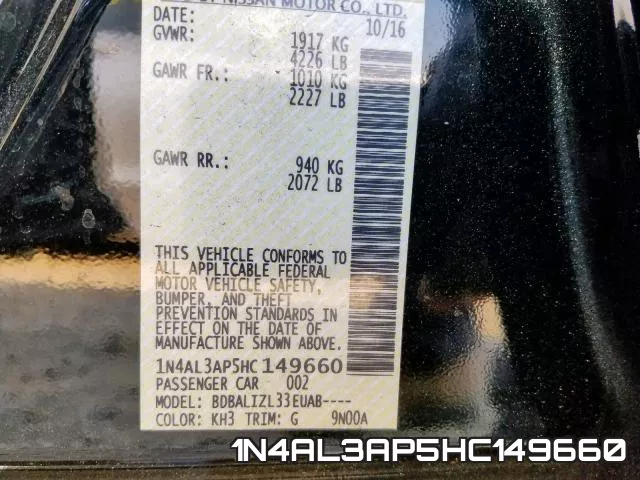 1N4AL3AP5HC149660 фото 2