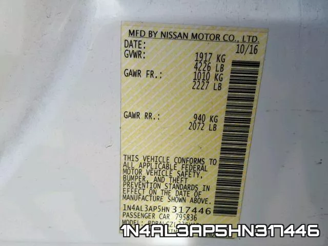 1N4AL3AP5HN317446 фото 2