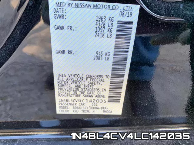 1N4BL4CV4LC142035 фото 9