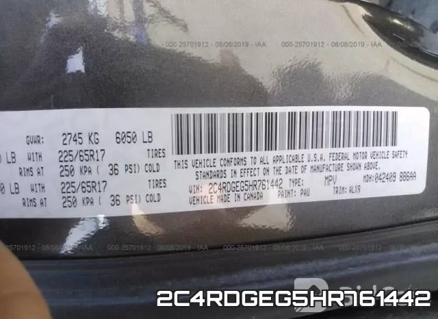 2C4RDGEG5HR761442 фото 10
