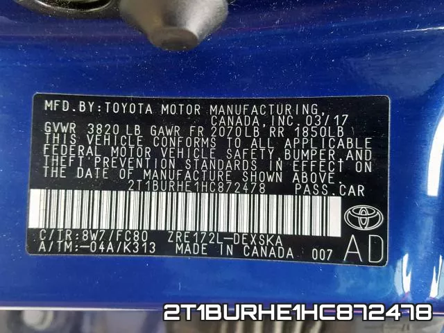 2T1BURHE1HC872478 фото 2