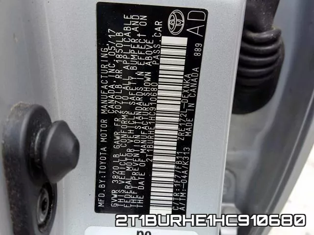2T1BURHE1HC910680 фото 2