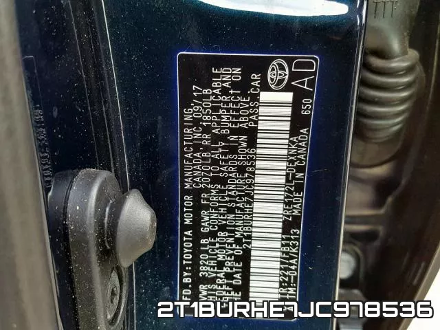 2T1BURHE7JC978536 фото 2