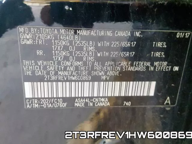 2T3RFREV1HW600869 фото 2