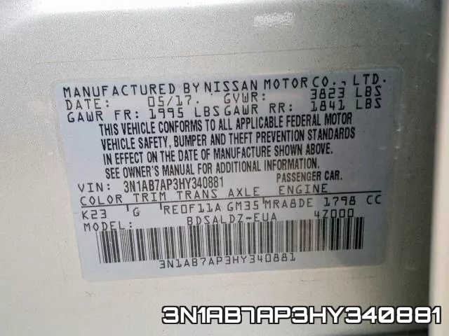 3N1AB7AP3HY340881 фото 2
