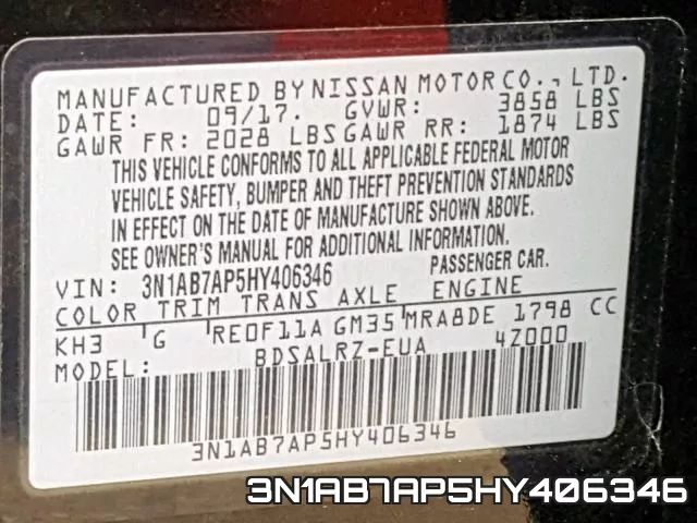 3N1AB7AP5HY406346 фото 2