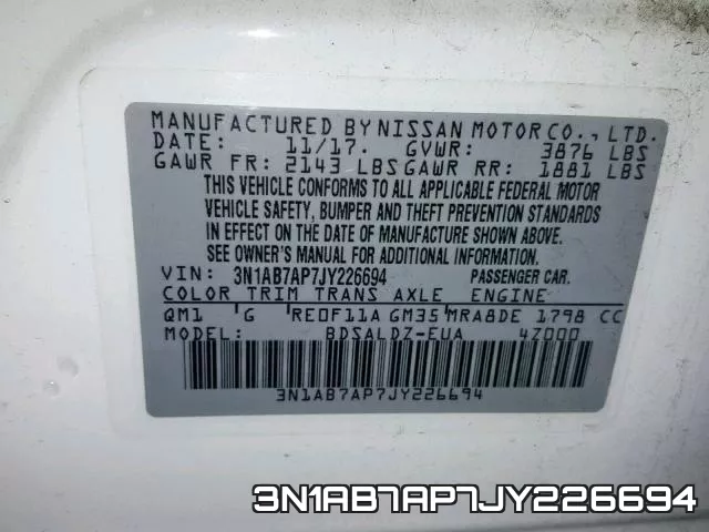 3N1AB7AP7JY226694 фото 2