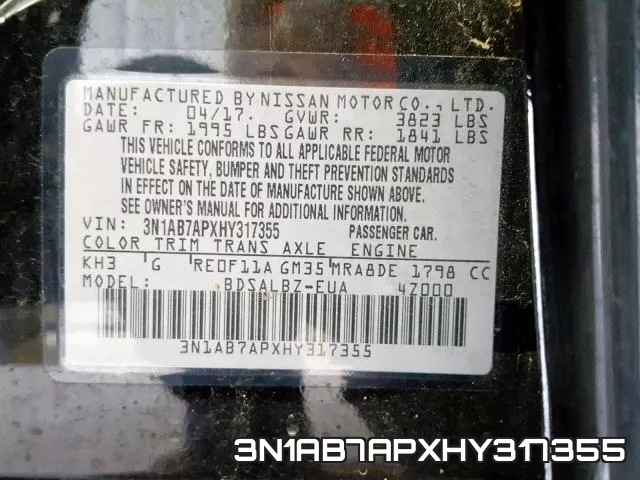3N1AB7APXHY317355 фото 2