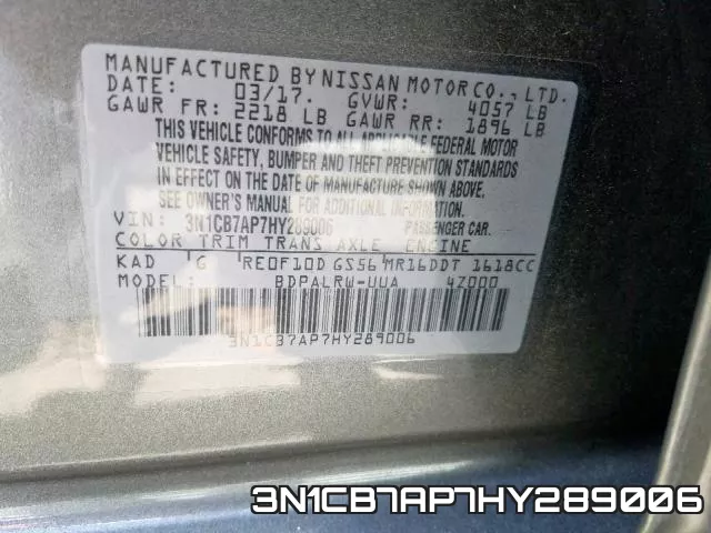 3N1CB7AP7HY289006 фото 2