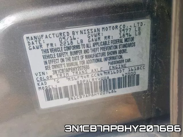 3N1CB7AP8HY207686 фото 2