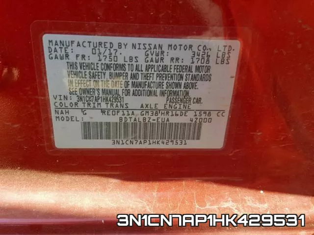 3N1CN7AP1HK429531 фото 2