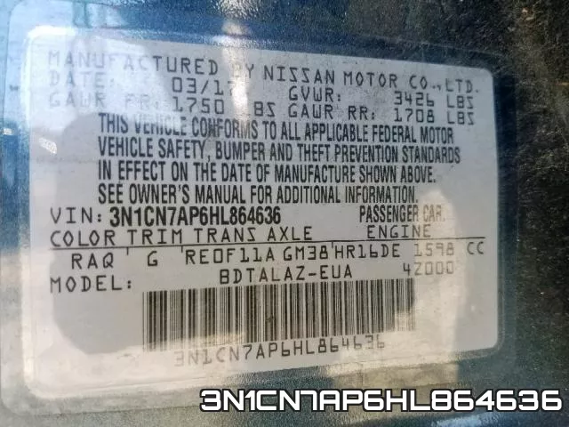 3N1CN7AP6HL864636 фото 2