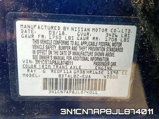 3N1CN7AP8JL874011 фото 2