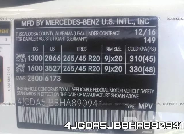 4JGDA5JB8HA890941 фото 10