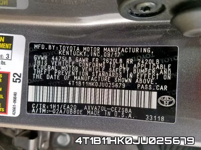 4T1B11HK0JU025679 фото 2