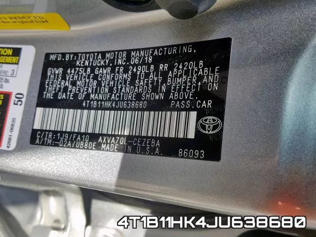 4T1B11HK4JU638680 фото 2