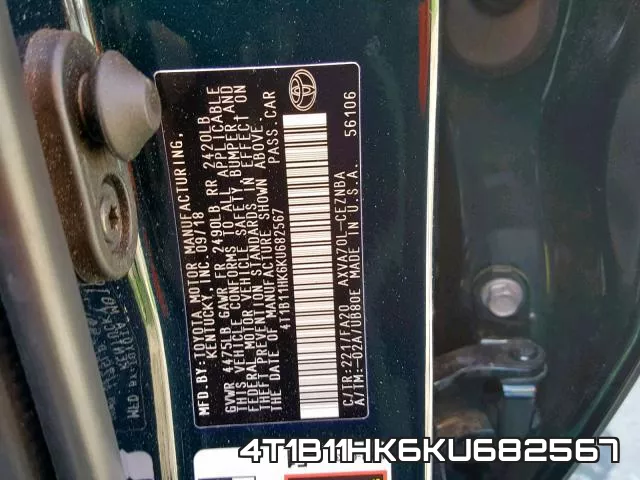 4T1B11HK6KU682567 фото 2