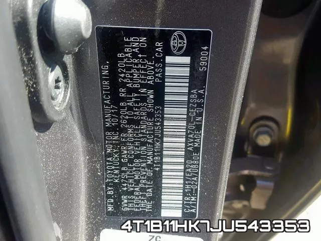 4T1B11HK7JU543353 фото 2