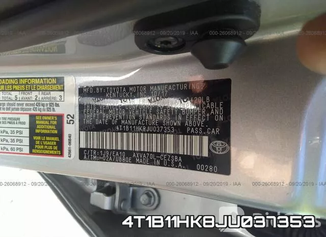 4T1B11HK8JU037353 фото 10