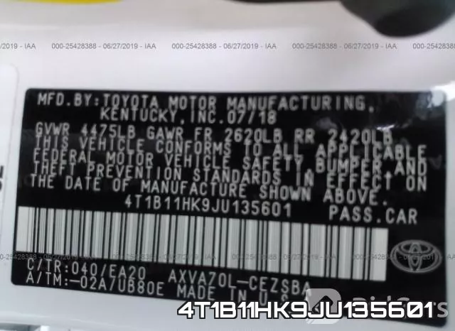 4T1B11HK9JU135601 фото 10