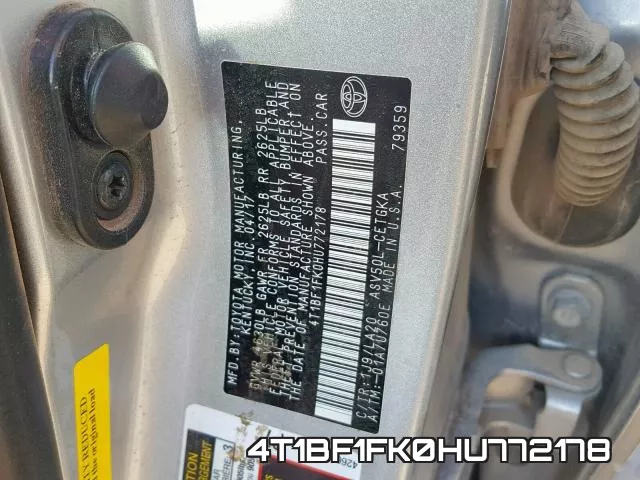 4T1BF1FK0HU772178 фото 2