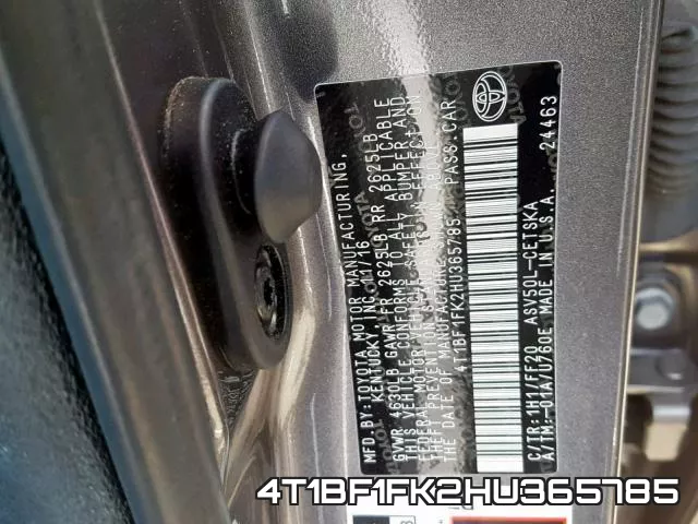 4T1BF1FK2HU365785 фото 2