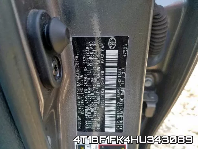 4T1BF1FK4HU343089 фото 2