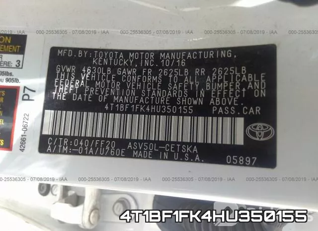 4T1BF1FK4HU350155 фото 10