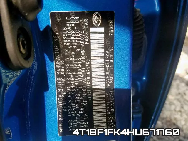 4T1BF1FK4HU671760 фото 2