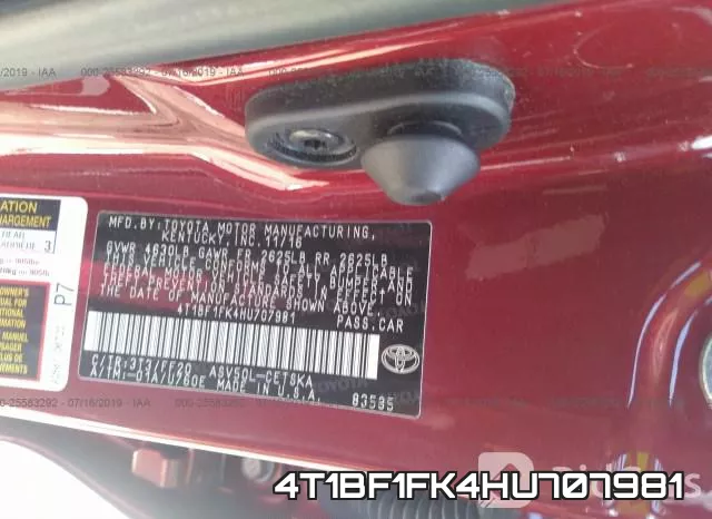 4T1BF1FK4HU707981 фото 10