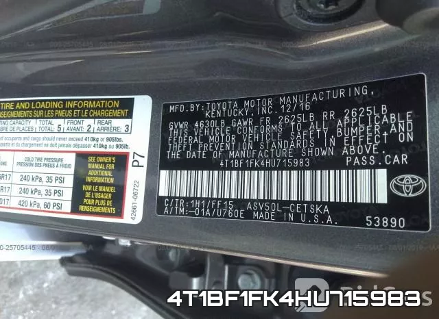 4T1BF1FK4HU715983 фото 10