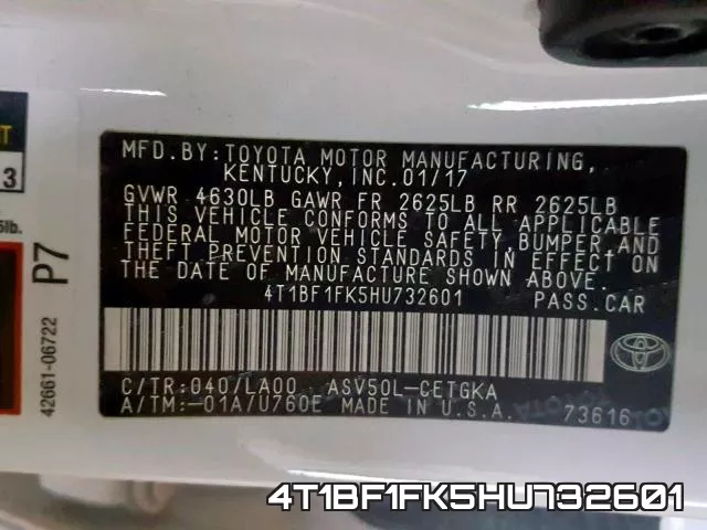 4T1BF1FK5HU732601 фото 2
