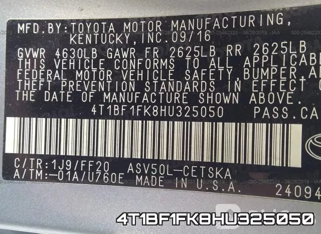 4T1BF1FK8HU325050 фото 10