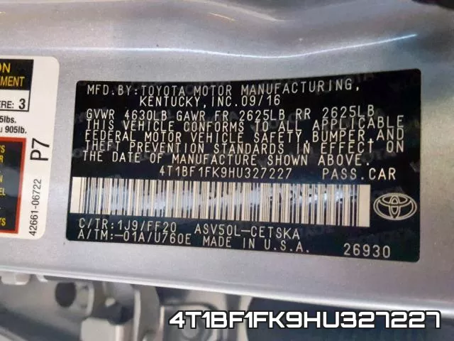 4T1BF1FK9HU327227 фото 2