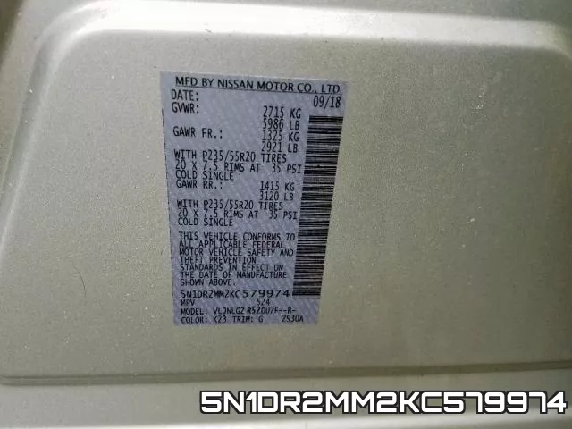 5N1DR2MM2KC579974 фото 2