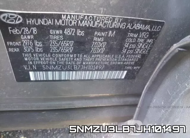 5NMZU3LB7JH101497 фото 10