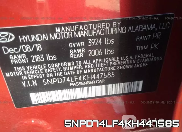 5NPD74LF4KH447585 фото 10