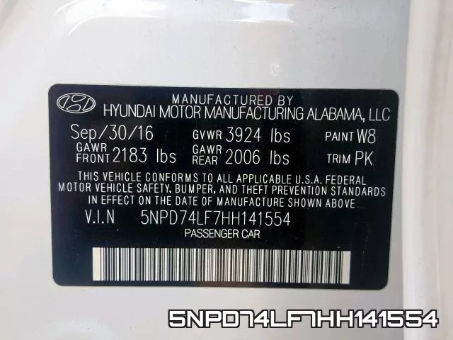 5NPD74LF7HH141554 фото 2