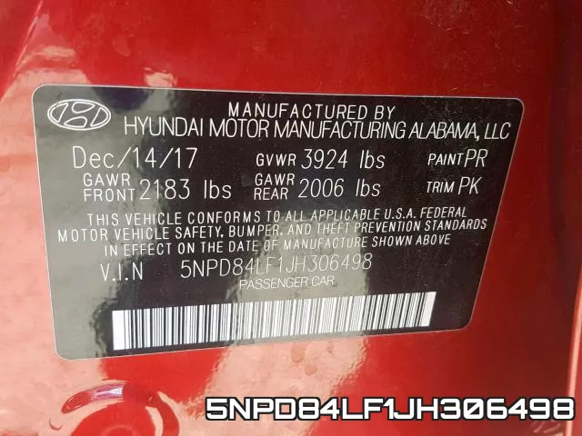 5NPD84LF1JH306498 фото 2