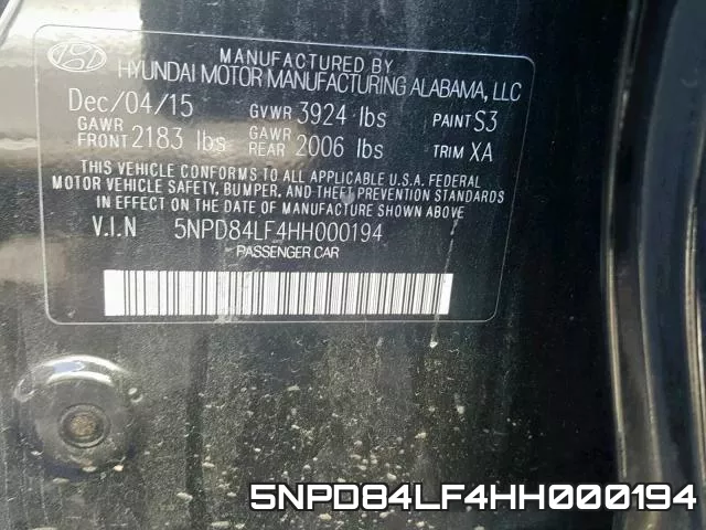 5NPD84LF4HH000194 фото 2