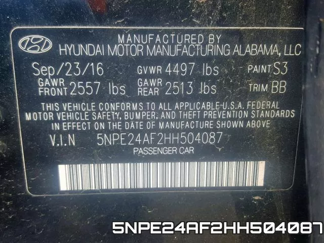 5NPE24AF2HH504087 фото 2